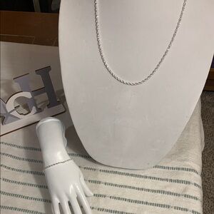 Elegant Silver Rope Necklace and Bracelet Set